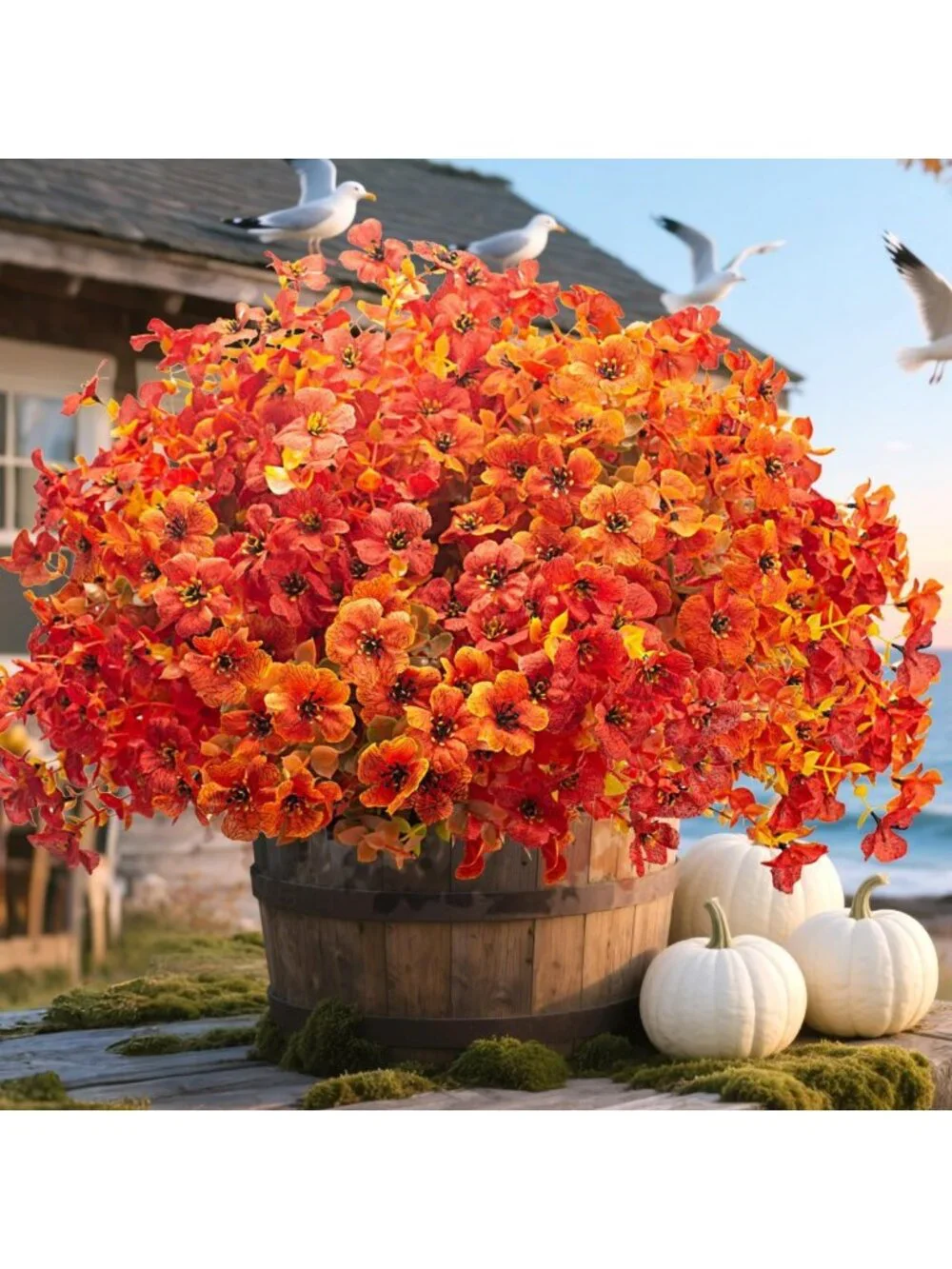 20 Bundles UV Resistant Artificial Fall Flowers - Faux Eucalyptus & Daisy Decor